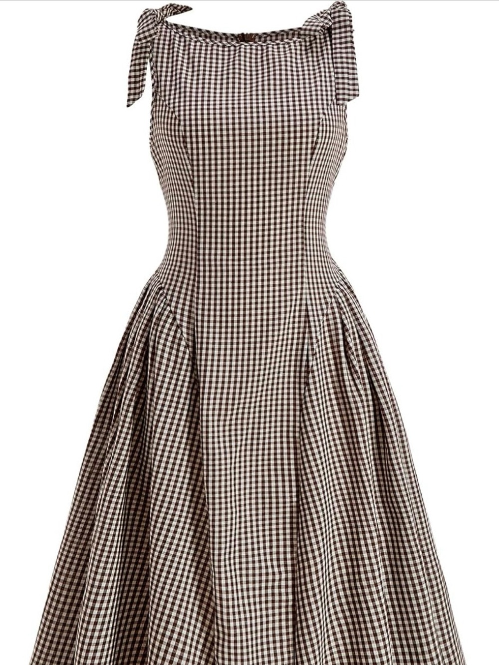 Classic Brown & Cream Gingham Maxi Dress